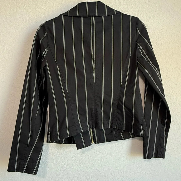 White House Black Market Women’s Washed Stripe Double Zipper Moto Jacket Size 2 - Picture 5 of 10